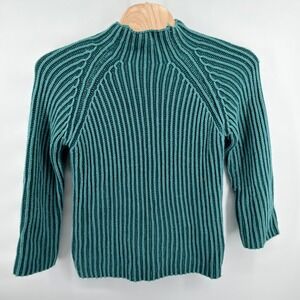 Kate & Sam Sweater Womens Large Teal Ribbed Knit Mock Neck Long Sleeve